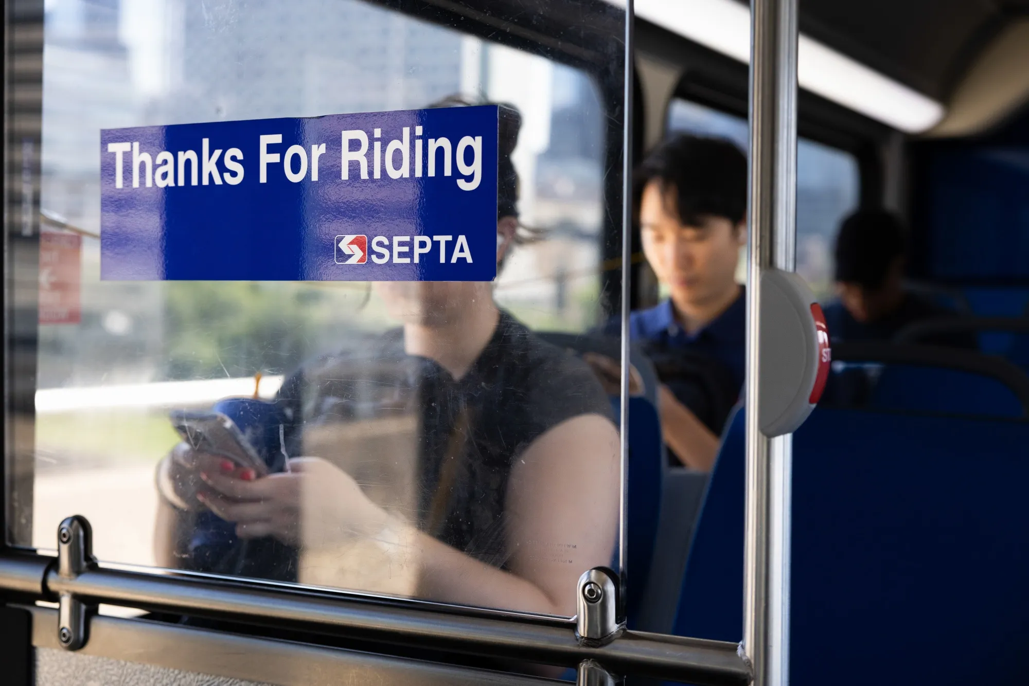 SEPTA&nbsp;bus riders in Philadelphia in August. The transit system faces a severe funding crisis.&nbsp;