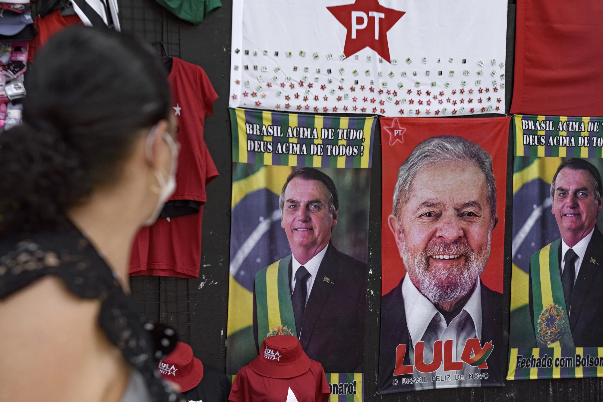 Merchandise supporting Jair Bolsonaro&nbsp;and Luiz Inacio Lula da Silva&nbsp;in Belo Horizonte, Brazil.