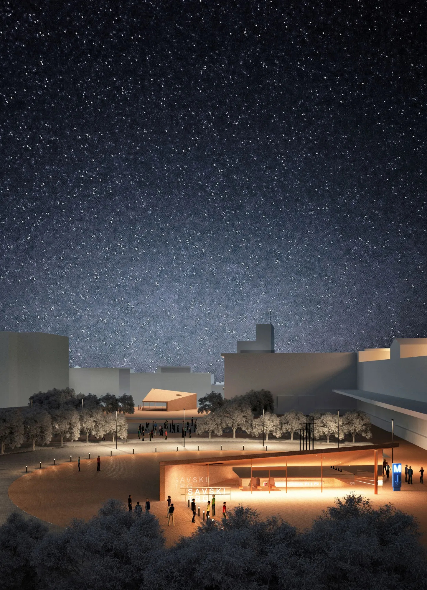 Visualizations for the&nbsp;Savski Trg metro station&nbsp;in Belgrade.