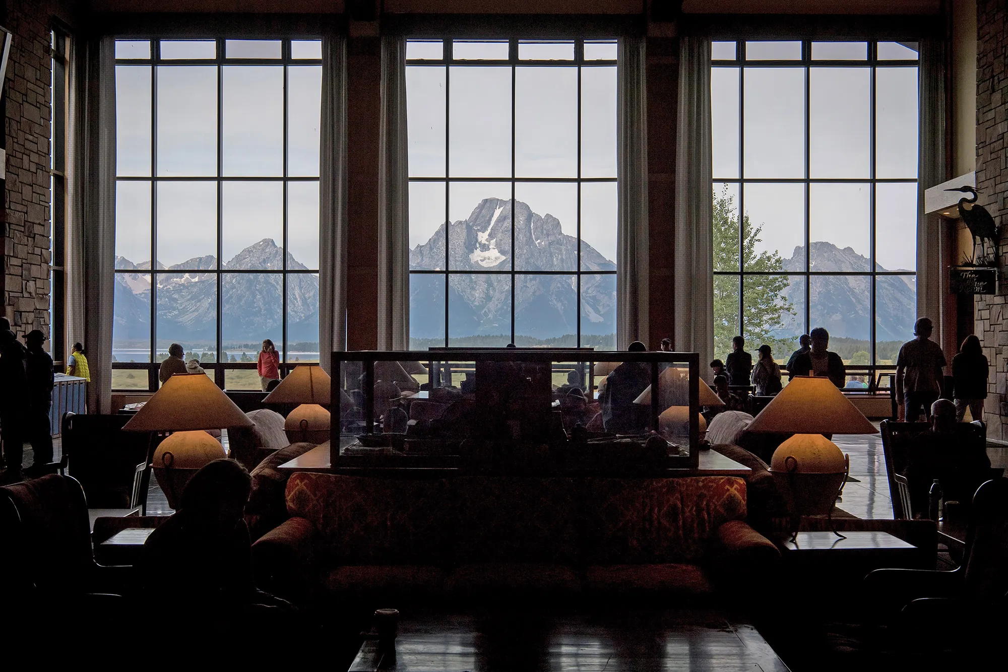 The Grand Teton National Park mountain range is seen from the Jackson Lake Lodge in Moran, Wyoming, U.S..&nbsp;