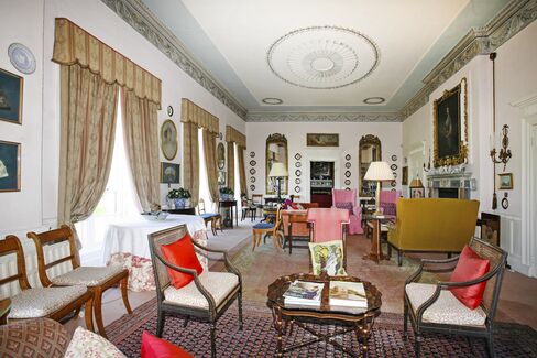 Decorative plasterwork comes with the sale. FitzGerald’s notable collection of Irish furniture and paintings is valued by Christie’s at an additional $2.6 million.