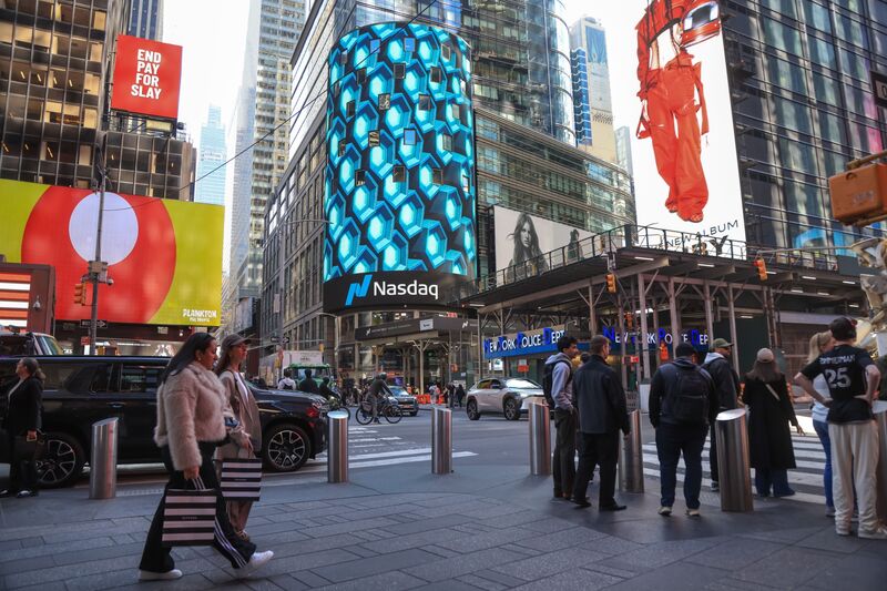 The Nasdaq MarketSite in New York, US, on Tuesday, March 11, 2025. 