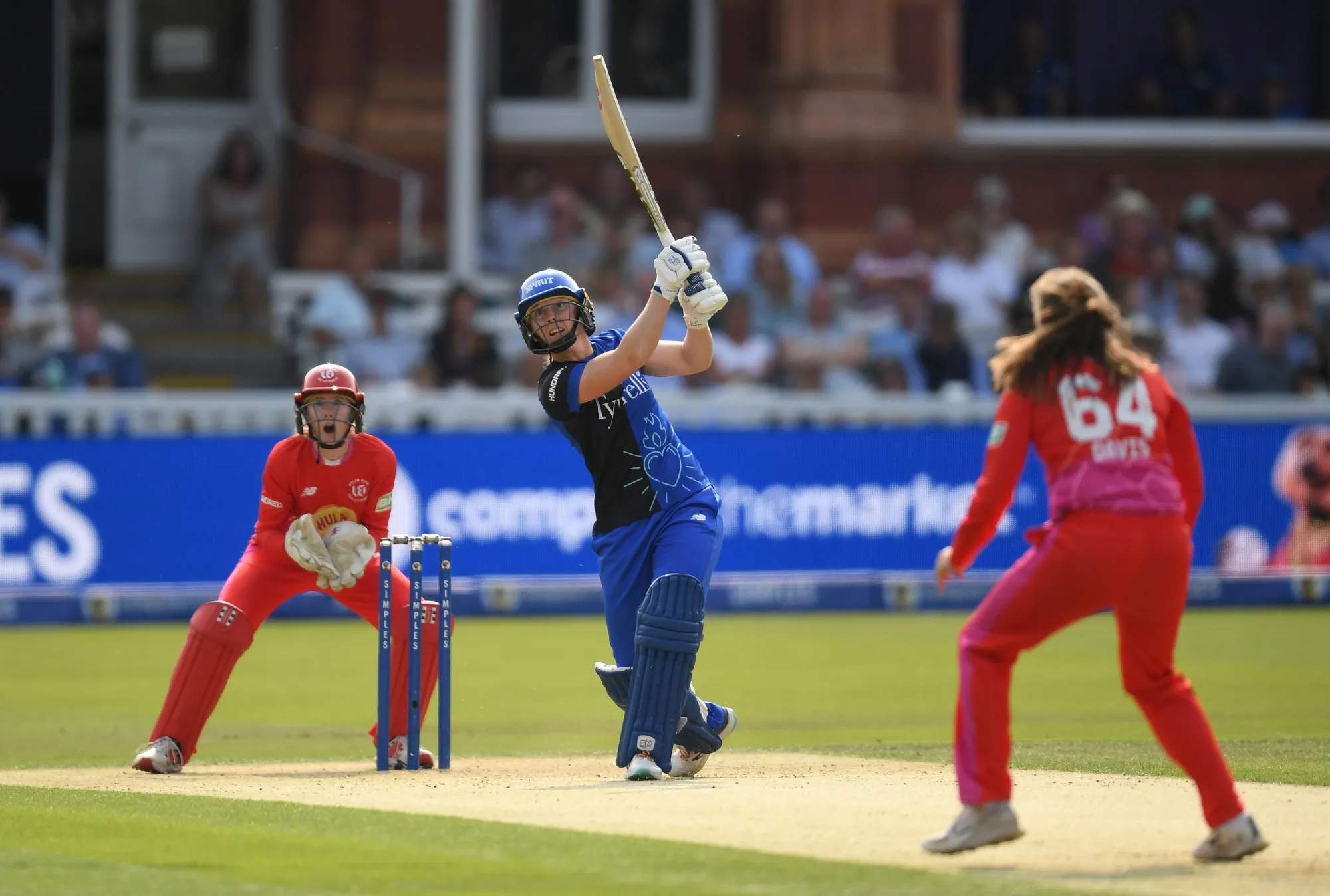 Heather Knight of London Spirit hits out during The Hundred final at Lord's Cricket Ground in London on Aug. 18.