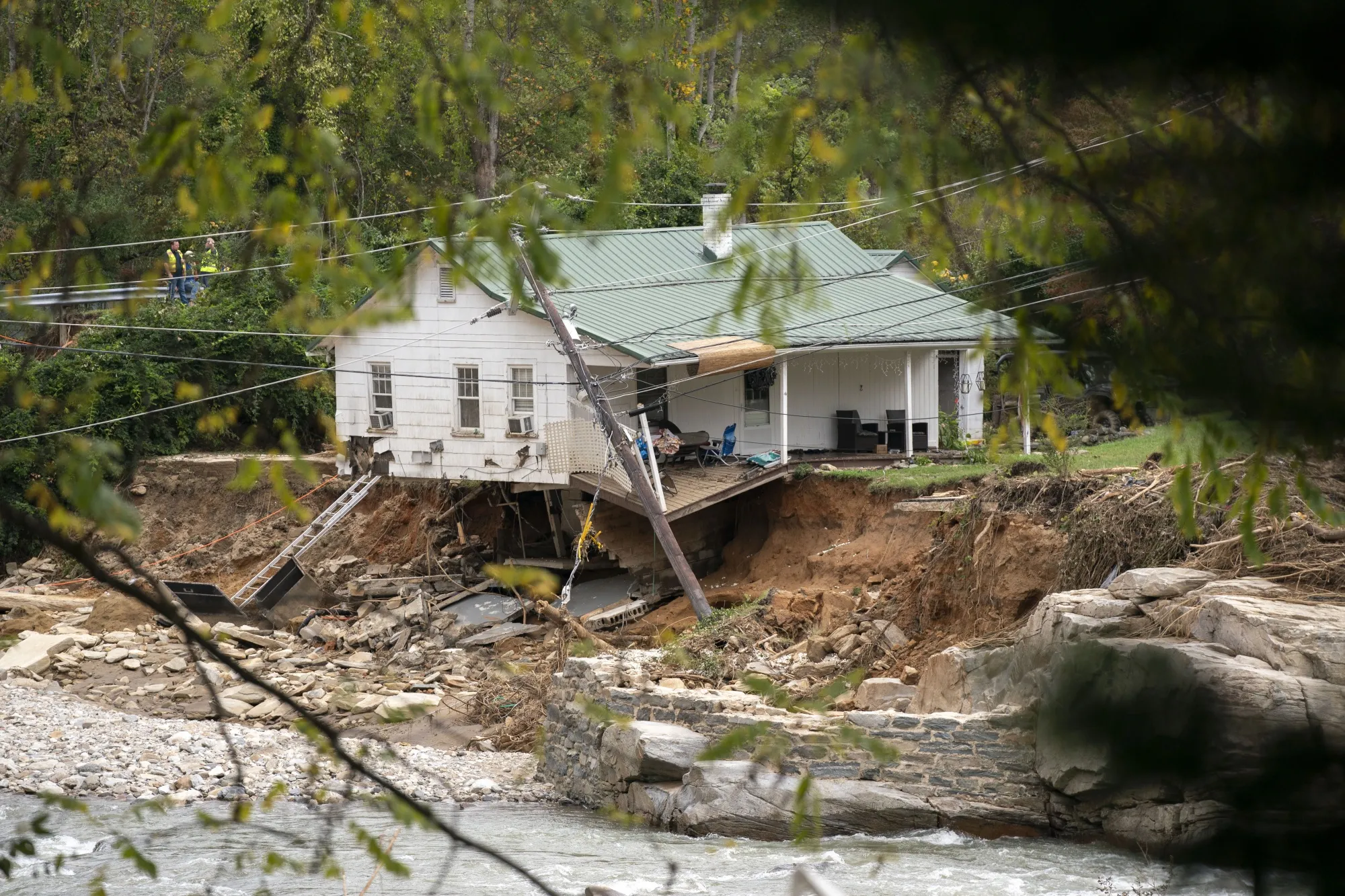 A house along the Broad River in Bat Cave, North Carolina, on Oct. 1, 2024.