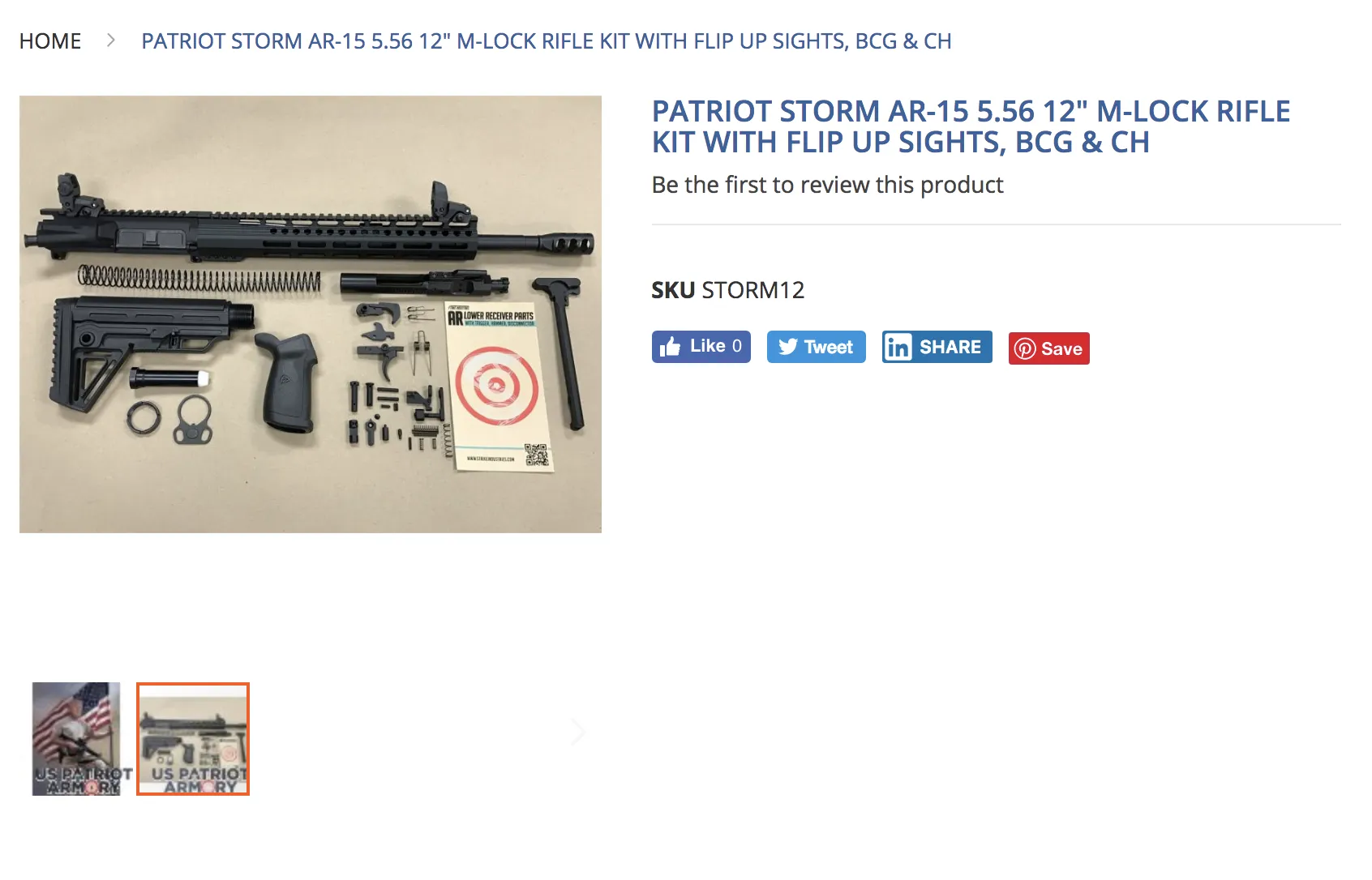 An AR-15 kit available on the U.S. Patriot Armory website.