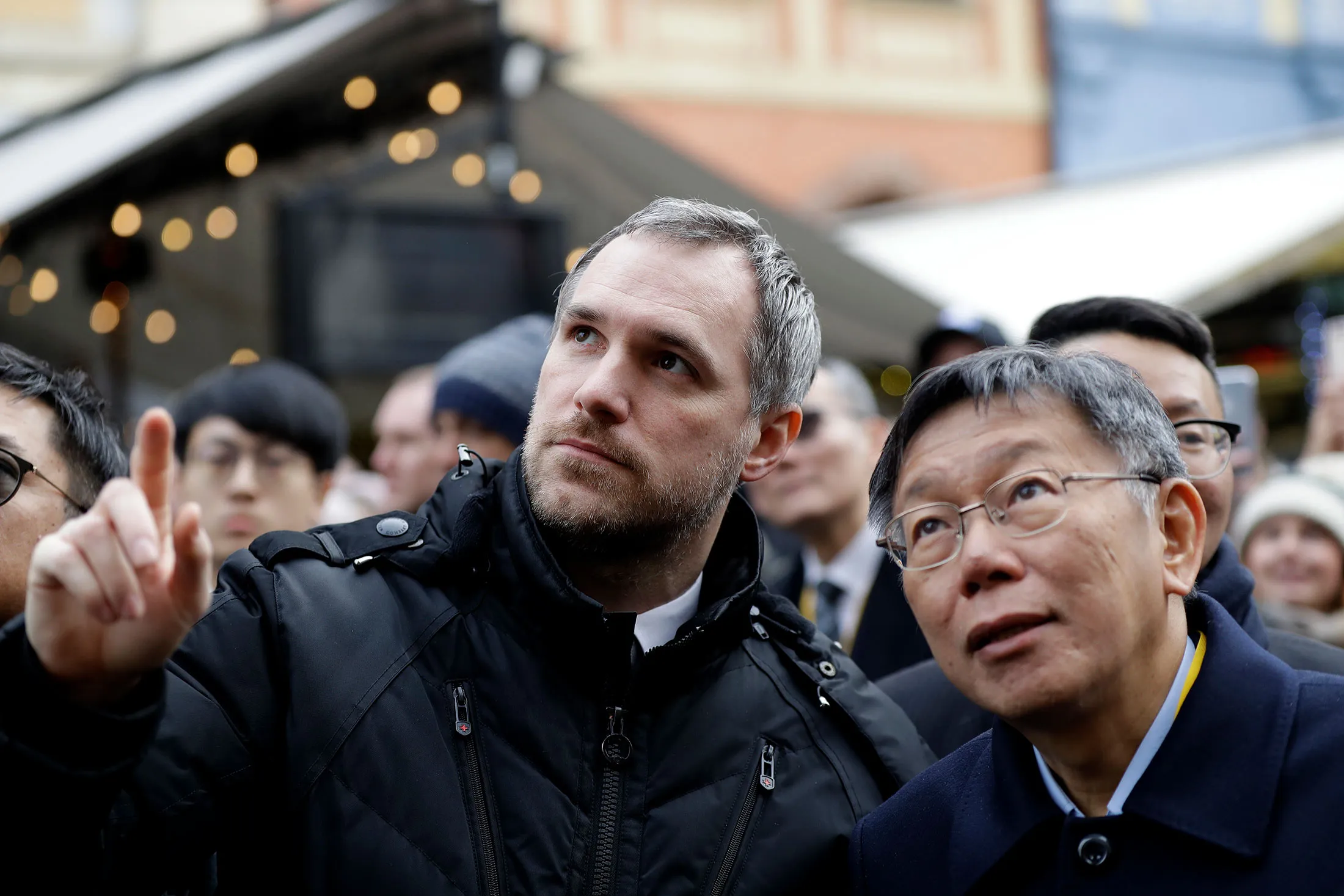 Zdenek Hrib, Prague’s mayor, left, and Ko Wen-je, Tapei City’s mayor,&nbsp;in Prague, Czech Republic on Jan. 13.