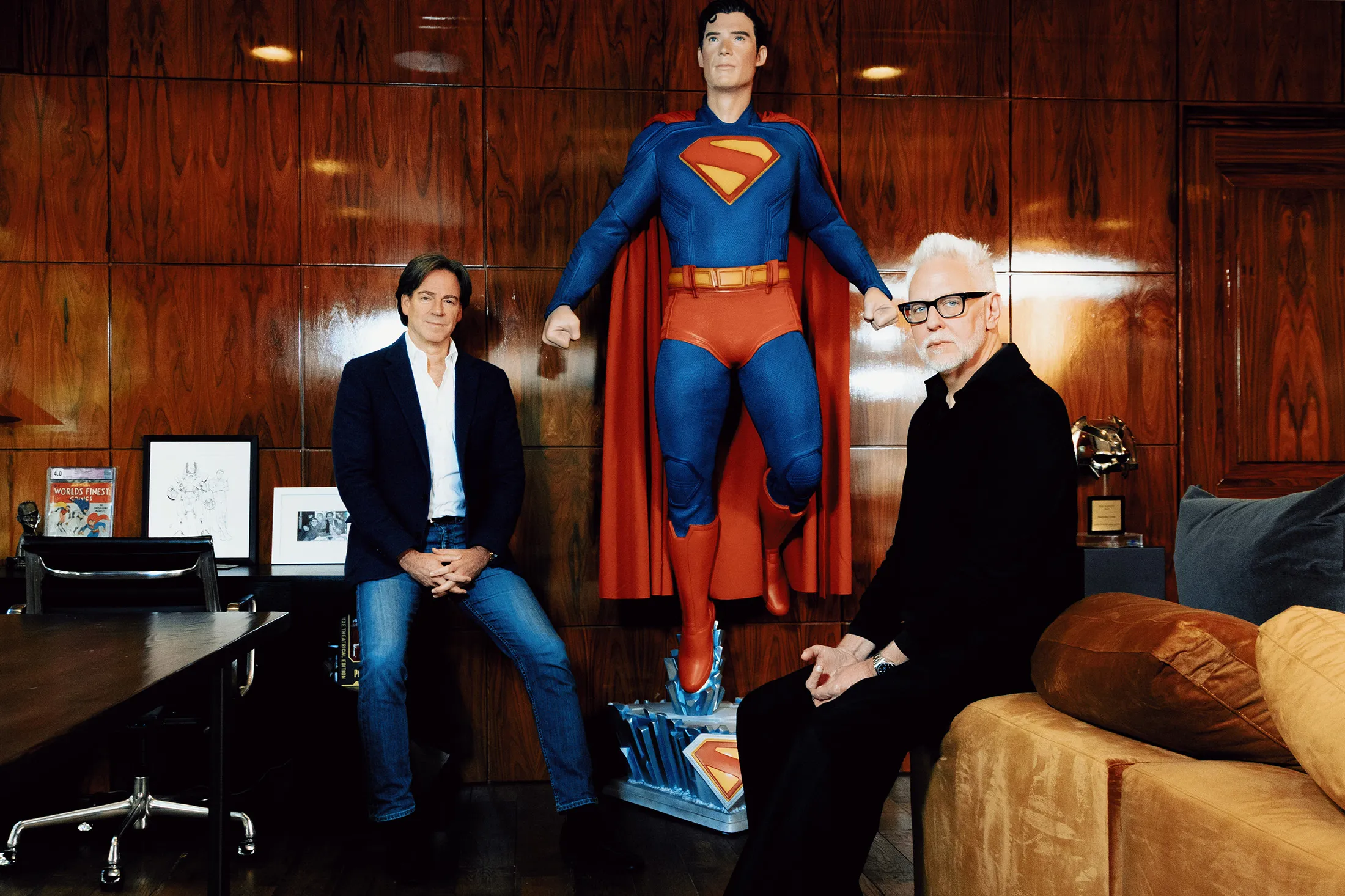 Peter Safran and James Gunn at the Warner Bros. lot in Los Angeles on&nbsp;Dec 5.