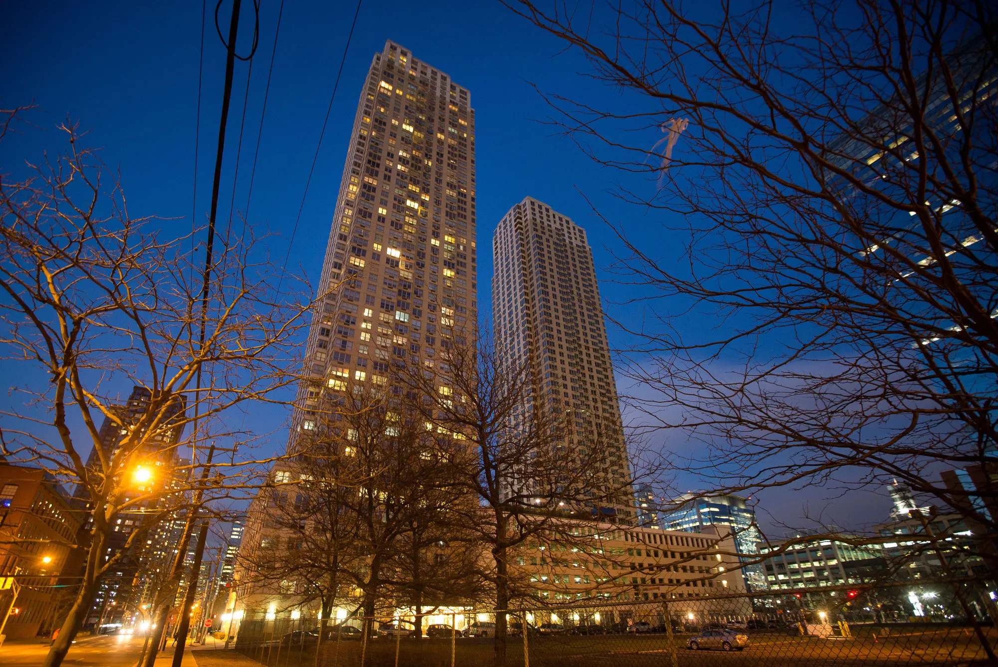 The Trump Bay Street, right, under construction in 2016&nbsp;in Jersey City, New Jersey.