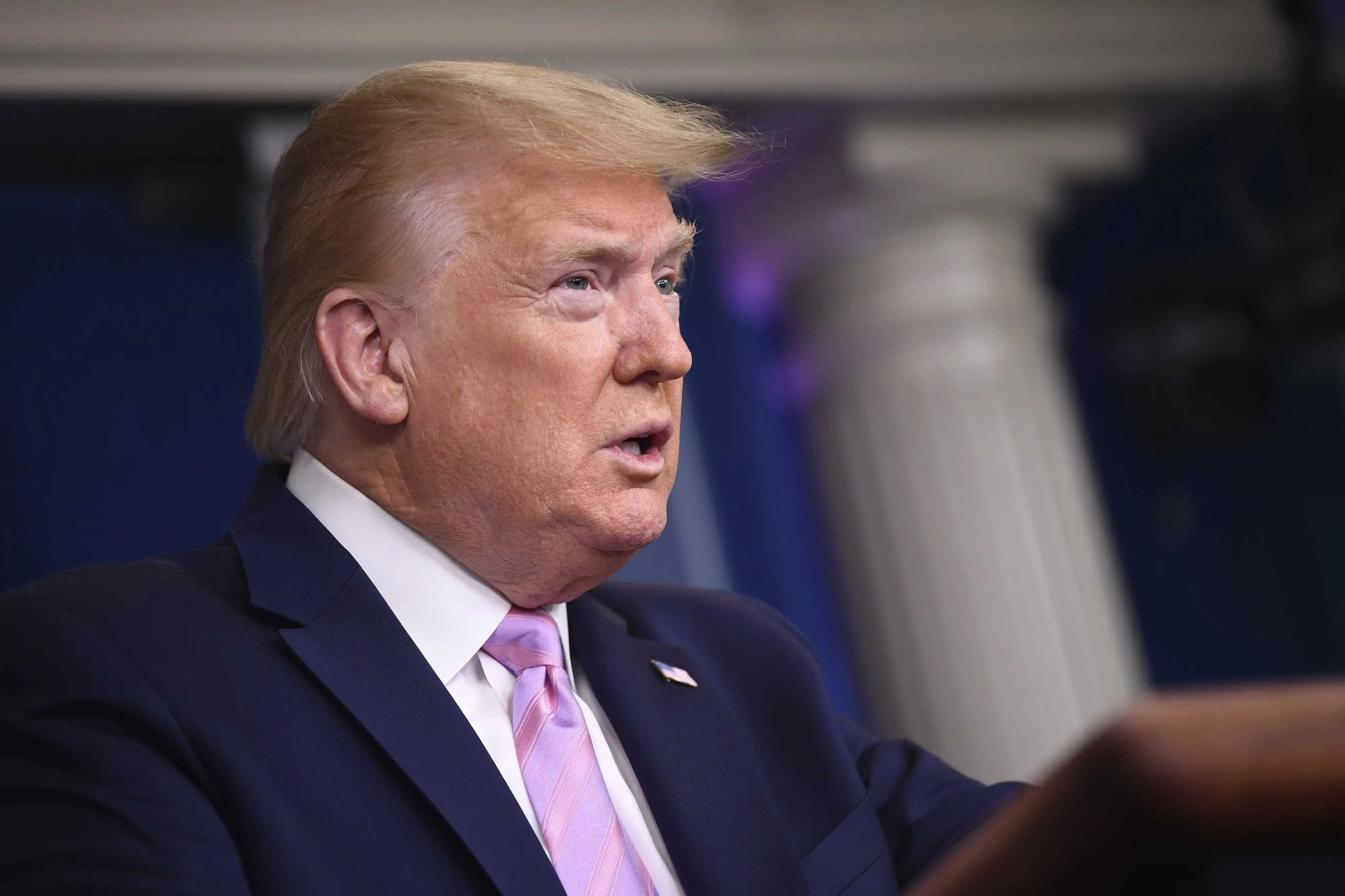 Donald Trump speaks during a Coronavirus Task Force news conference in Washington, D.C. on April 10.