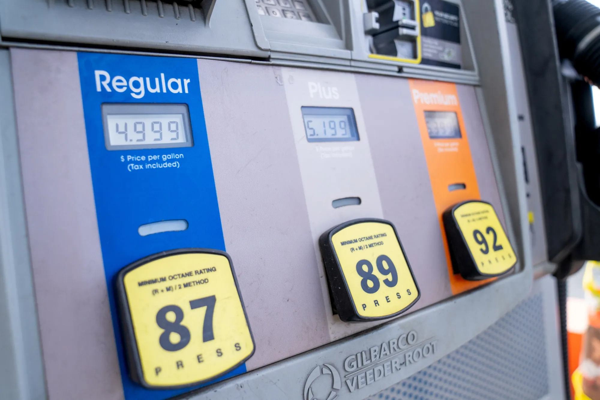 Prices for regular, plus, and premium unleaded gasoline&nbsp;in Seattle on March 9.
