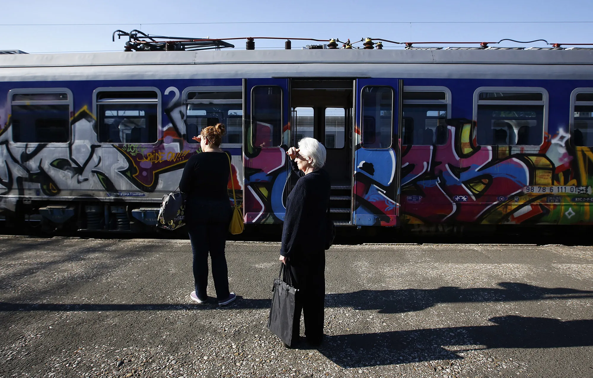 Commuters wait for a train at the central station in Zagreb, Croatia.