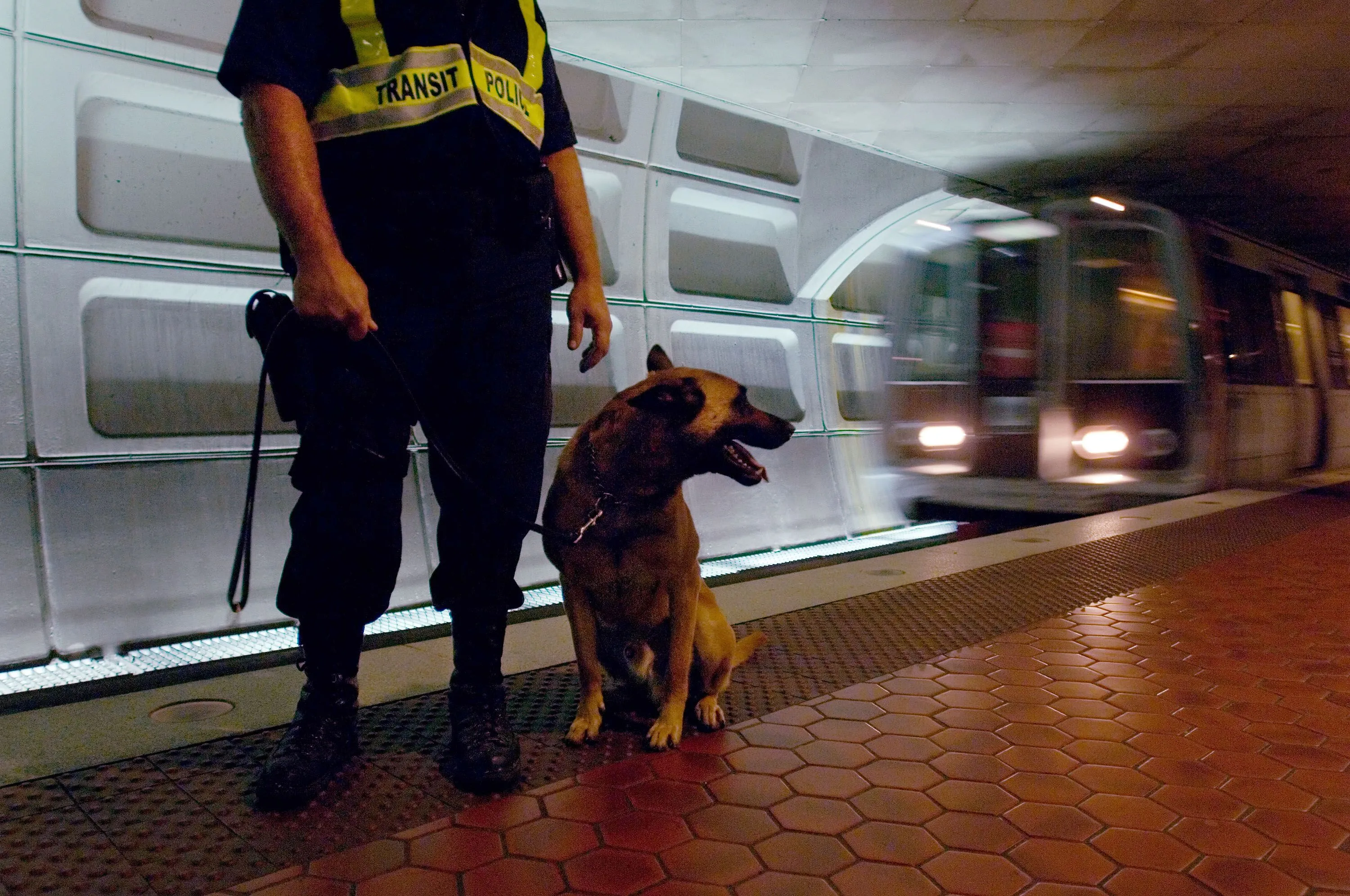 A transit police officer on patrol in Washington, D.C.’s Metro.&nbsp;