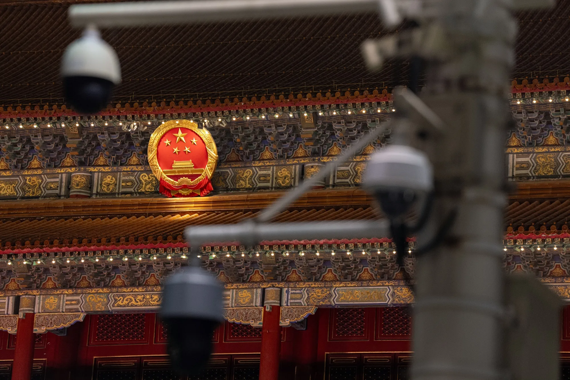 Surveillance cameras&nbsp;at Tiananmen Square in Beijing.