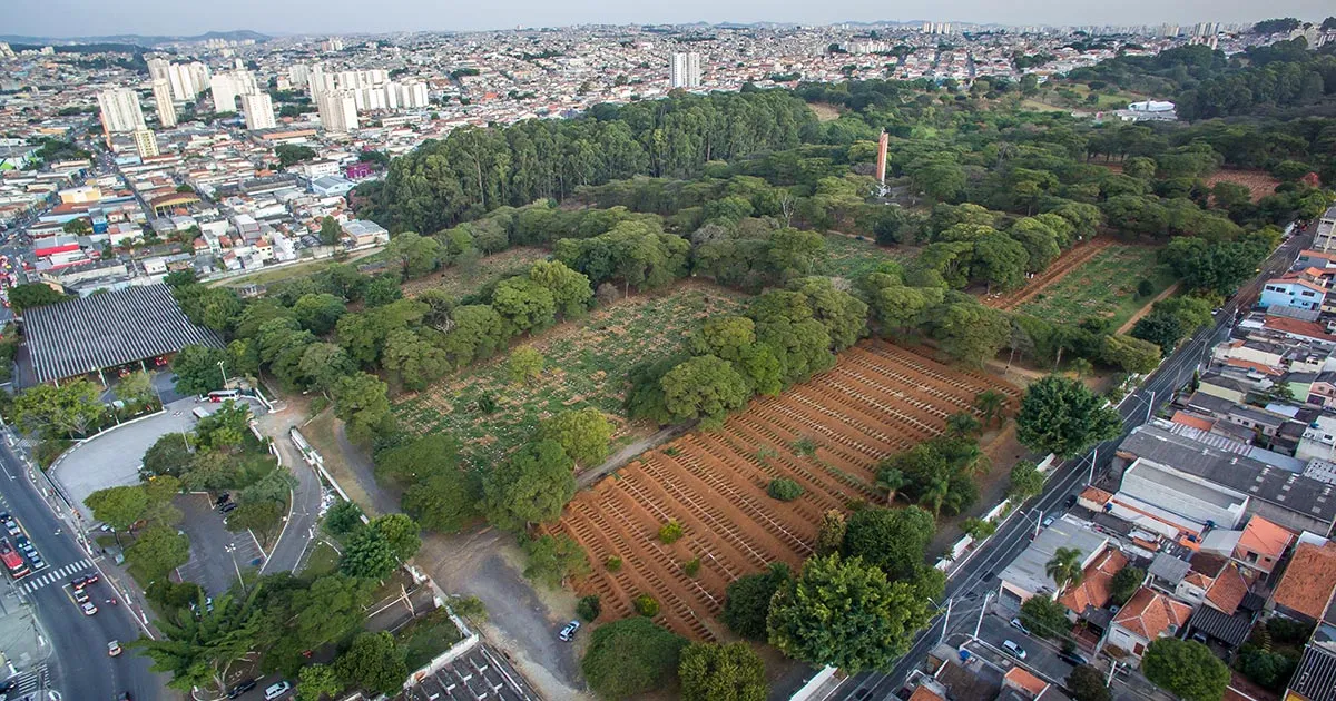 Open graves are prepared in the Vila Formosa Cemetery in São Paulo on April 29.