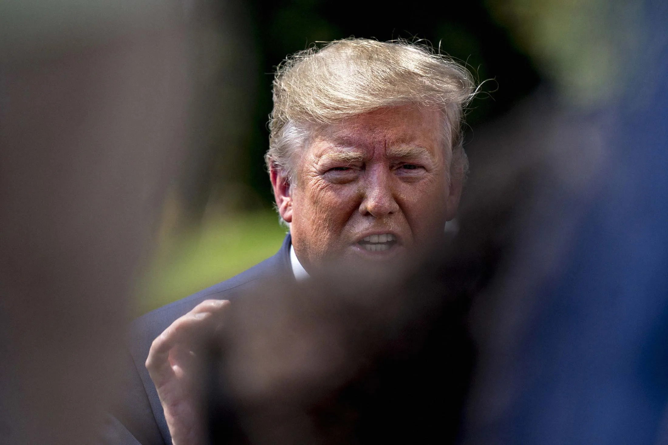 U.S. President Donald Trump&nbsp;addressing&nbsp;members of the media&nbsp;&nbsp;on the South Lawn. Wednesday, Aug. 21, 2019.