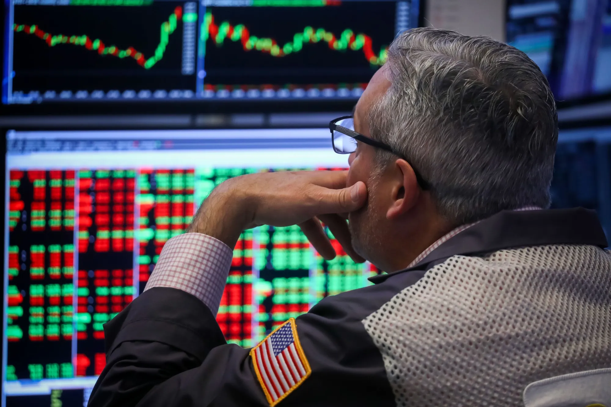 A trader works on the floor of&nbsp;the New York Stock Exchange.