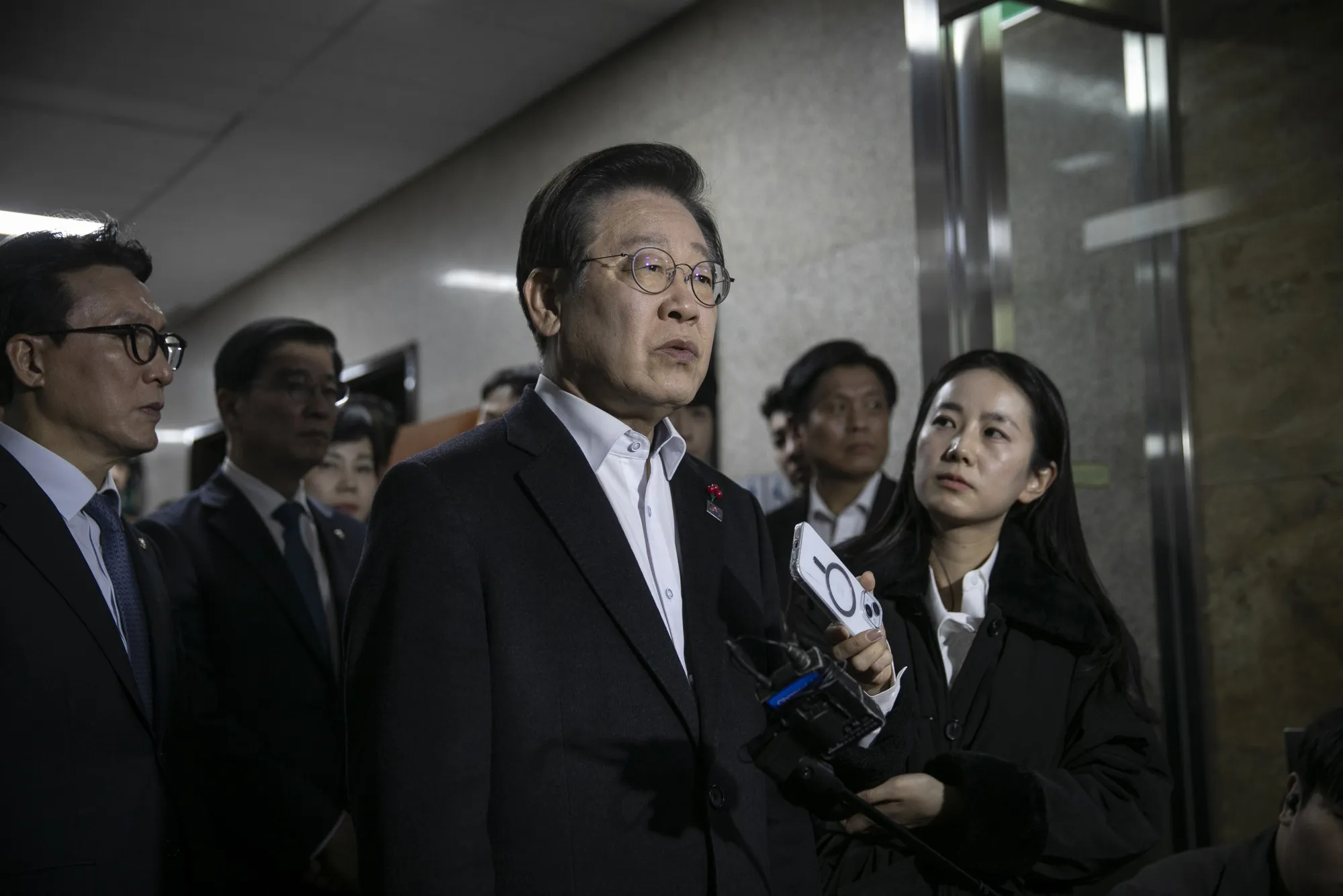 Lee Jae-myung at the National Assembly in Seoul on Dec. 6.