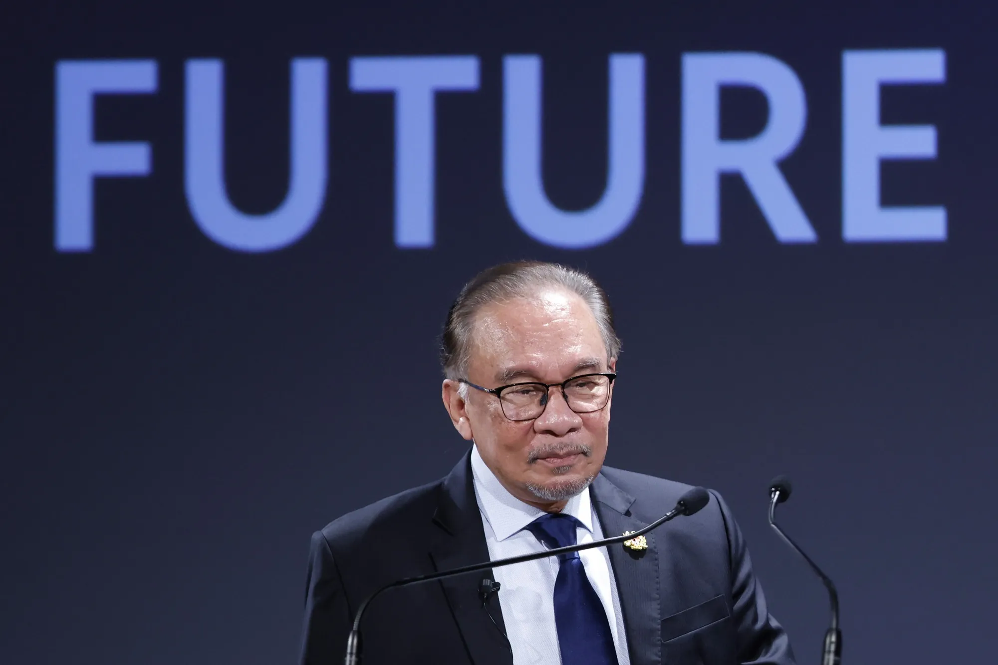 Anwar Ibrahim during the Nikkei Forum in Tokyo on May 23.