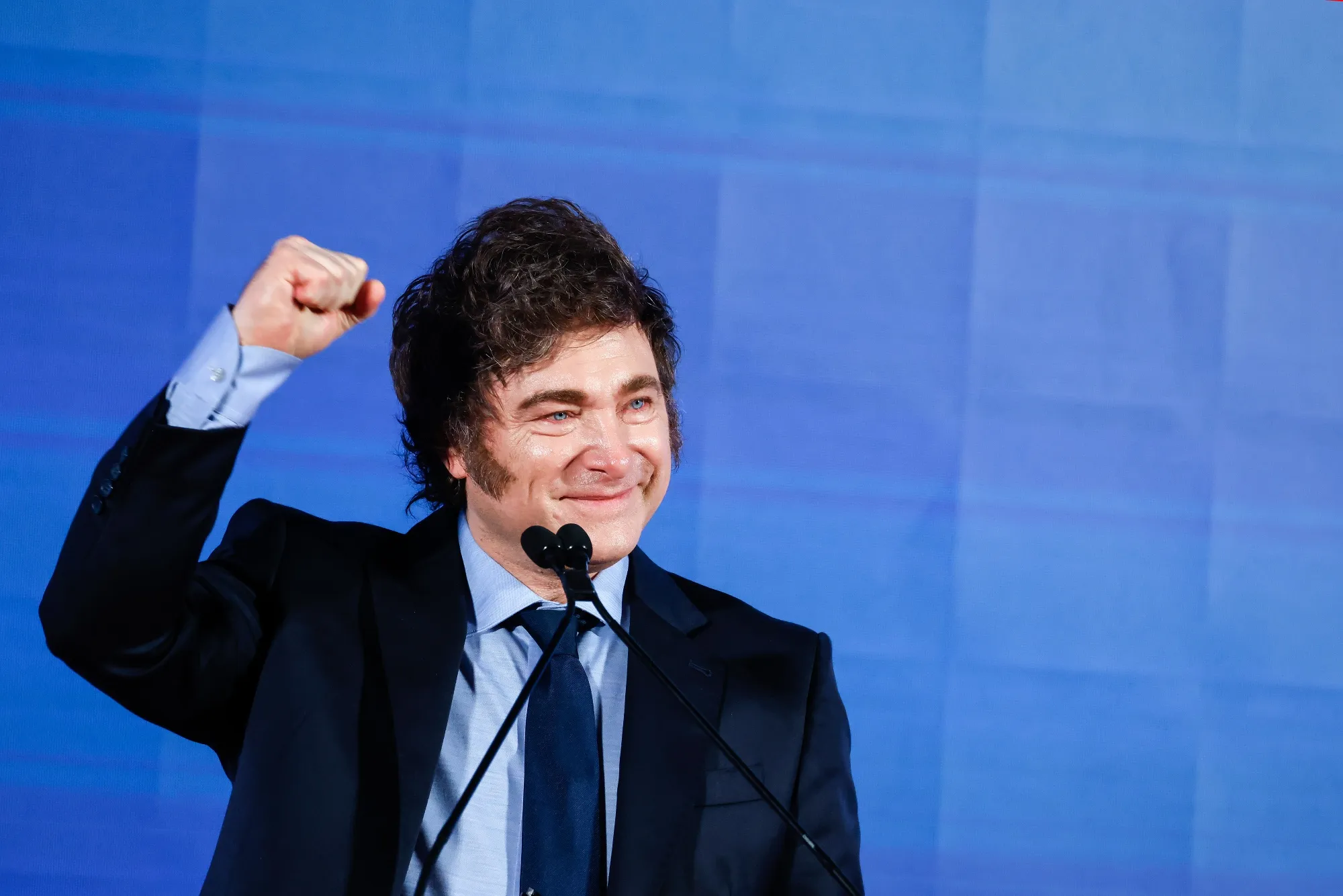 Javier Milei, Argentina’s president, speaks at the Atreju convention in Rome, Italy, on Saturday, Dec. 14, 2024.