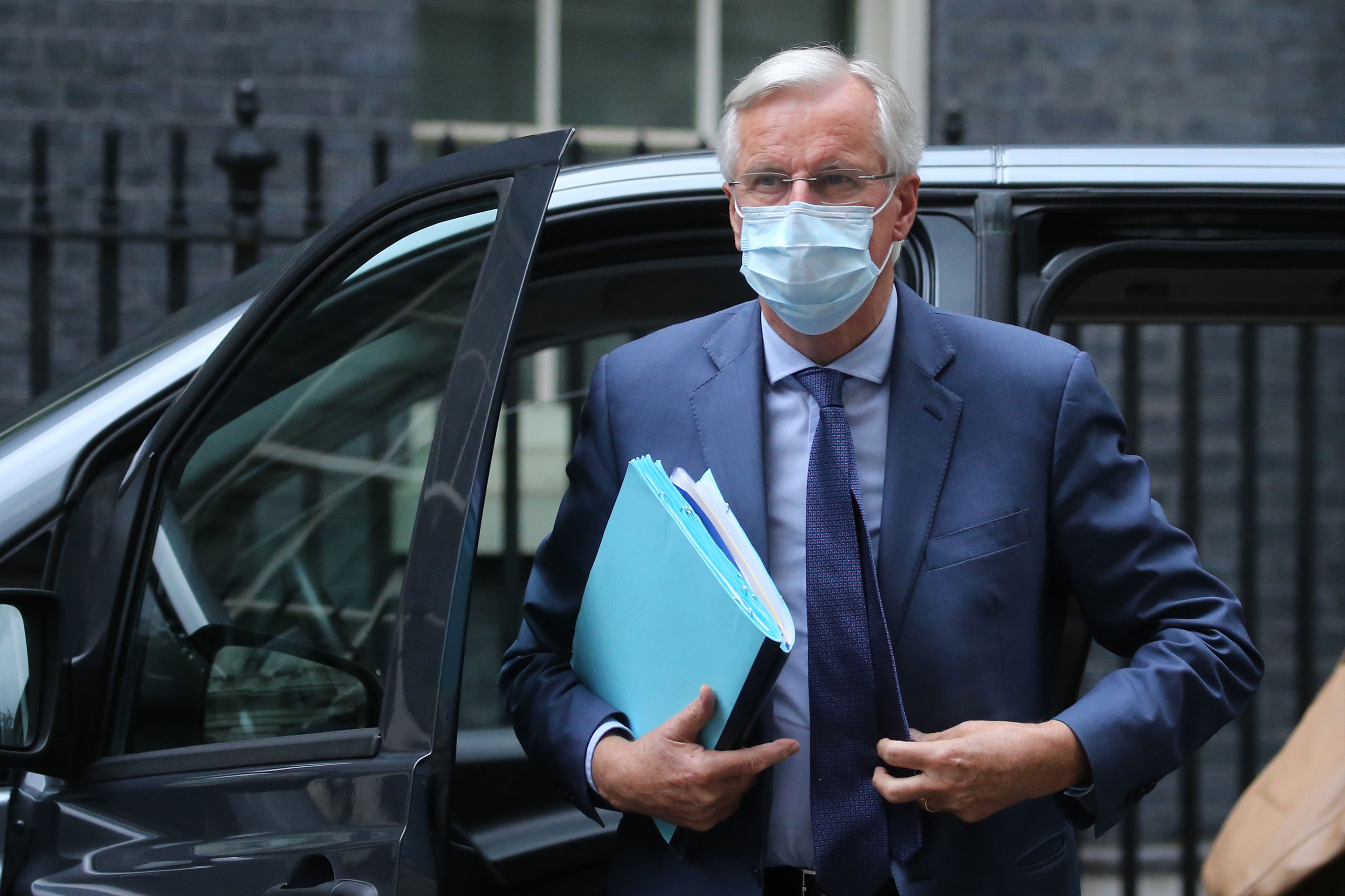 Michel Barnier arrives at 10 Downing Street in London on July 8.