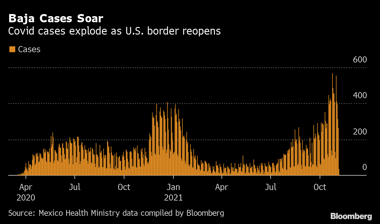 Baja Virus Cases Surge To Record As U.S.-Mexico Border Reopens - Bloomberg