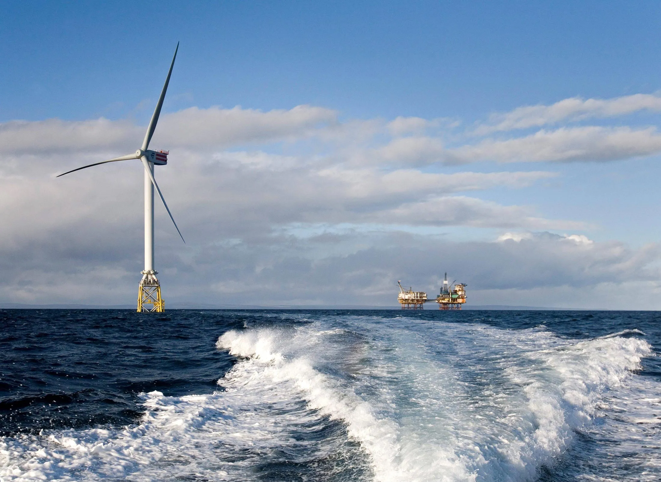 Moray Firth near Inverness, world's largest offshore wind power facility Repower 5M, North Sea, Scotland.