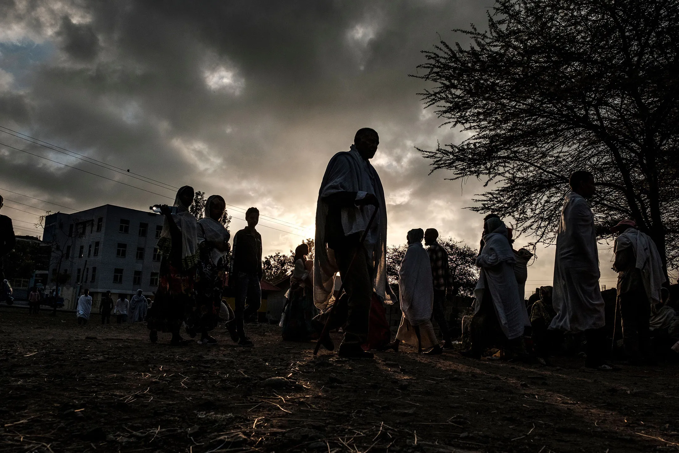 Ethiopian Orthodox worshippers walk towards the Eyesus Church in the city of Alamata, Ethiopia.