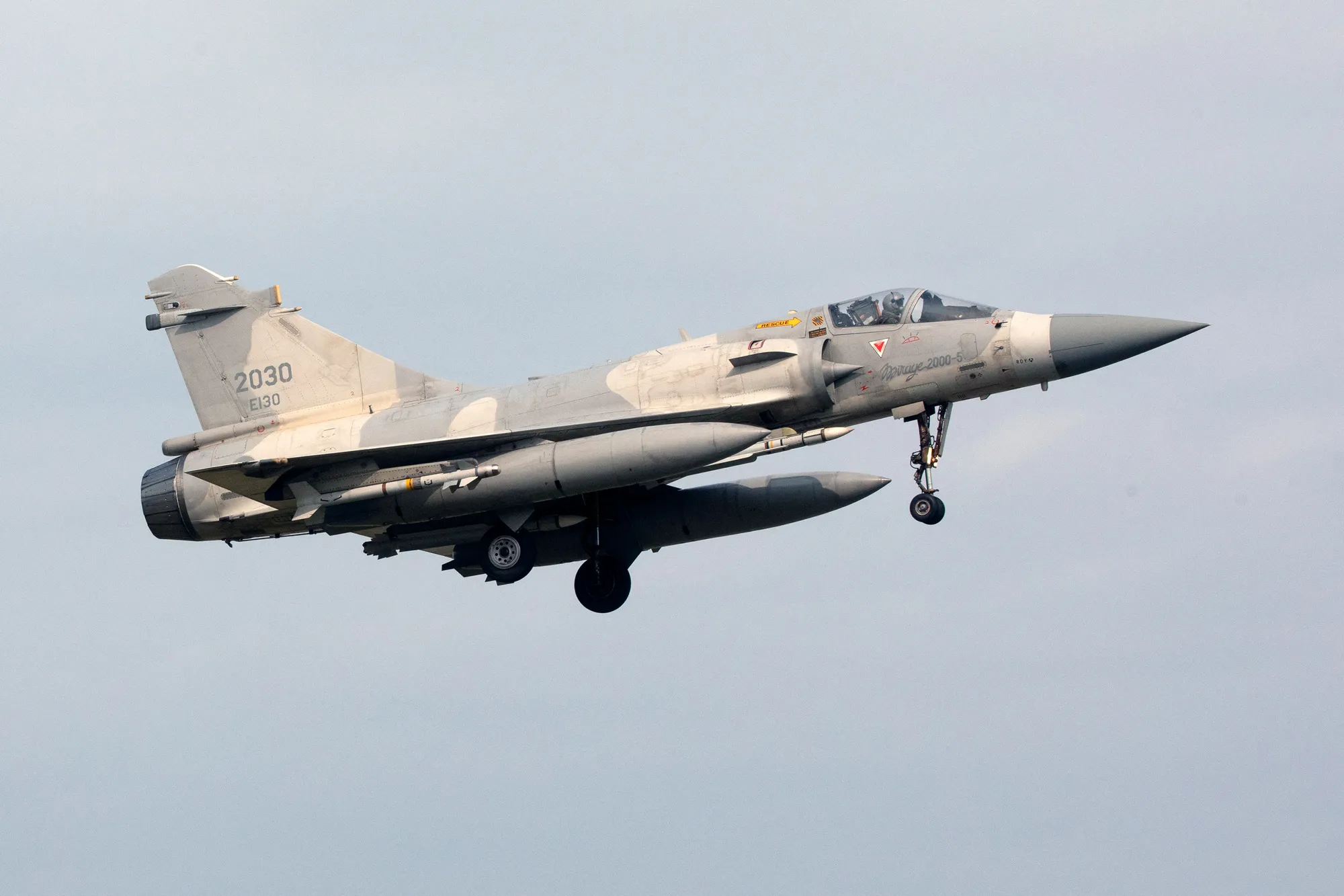 A Taiwanese Air Force fighter jet comes in to land at an air base in northern Taiwan on April 9.