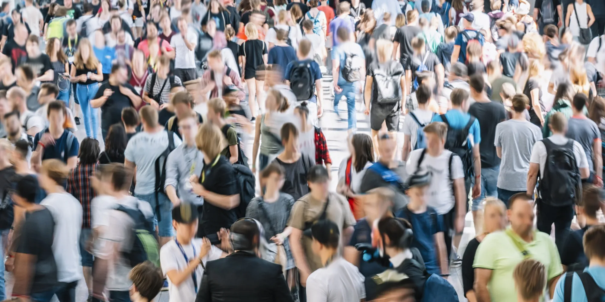 High Angle View Of Crowd On Street In City