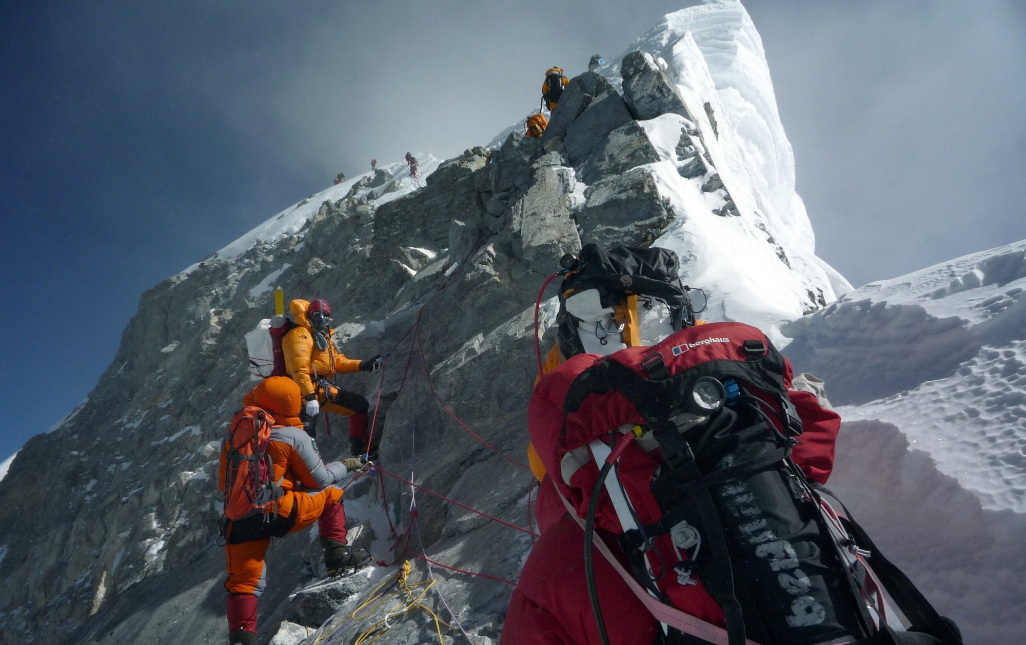 Join the queue: a file photo of climbers near the summit in 2009.