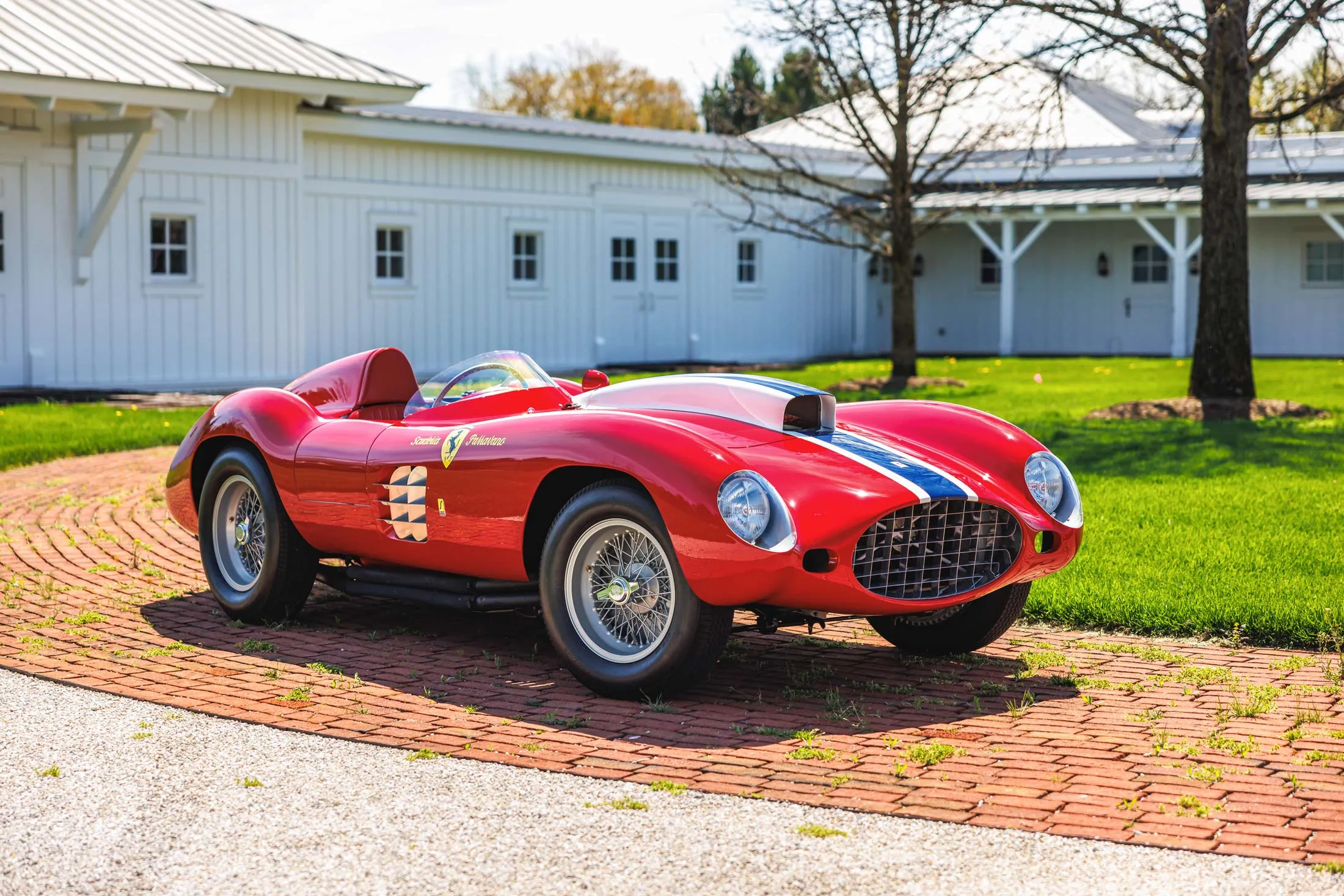 A 1955 Ferrari 410 Sport Spider sold for $12.9 million including fees, the third-highest sale of the weekend.