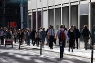Commuters As The Pound Strengthens Following UK Election