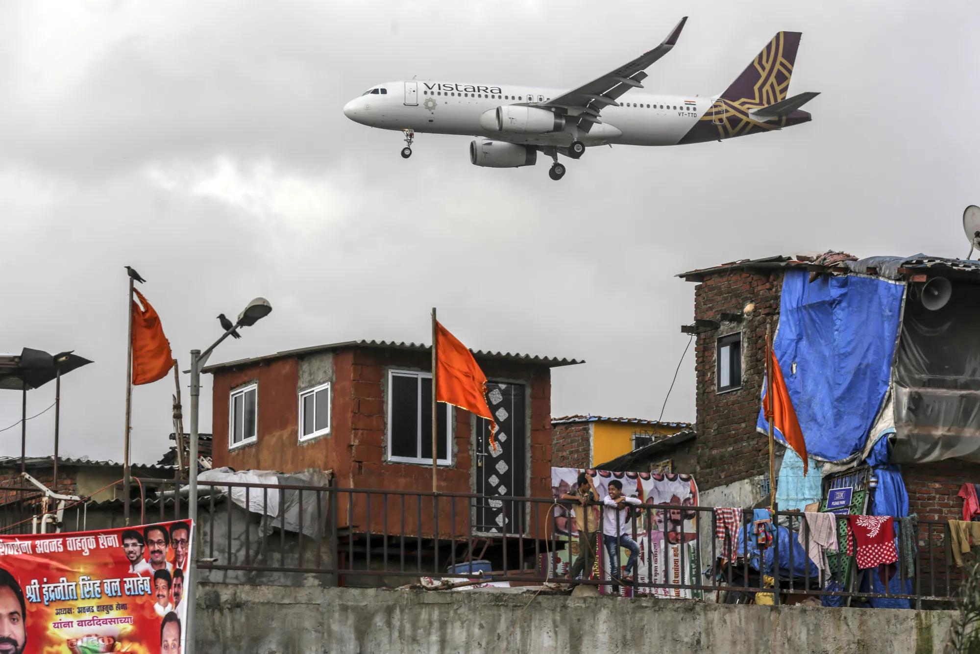 A Vistara aircraft prepares to land at Chhatrapati Shivaji International Airport in Mumbai, India.