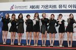 Members of girl group ‘Twice’ attend the 6th Gaon Chart K-Pop Awards in 2017.