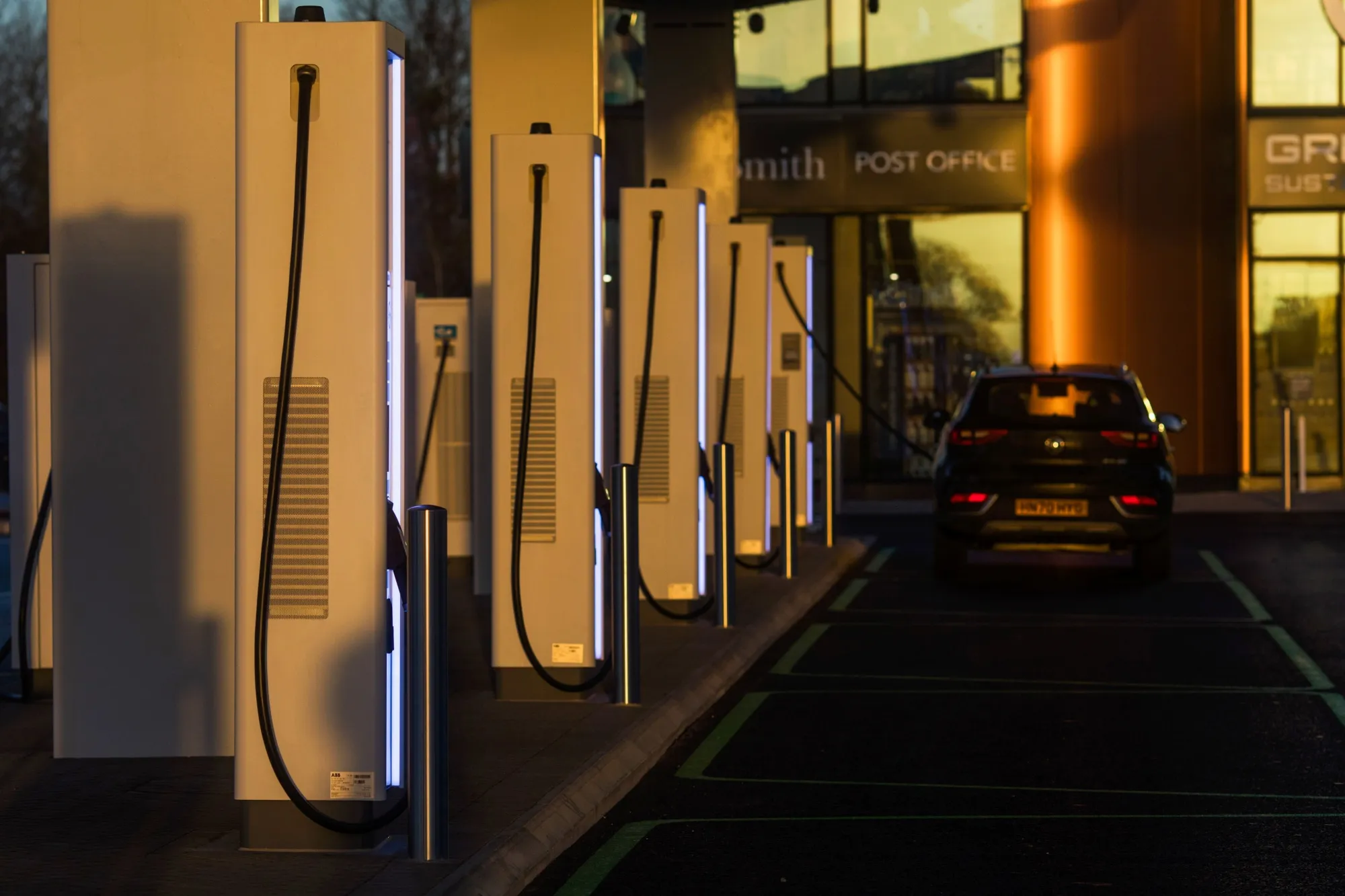 Electric vehicle charging points in Braintree, U.K.