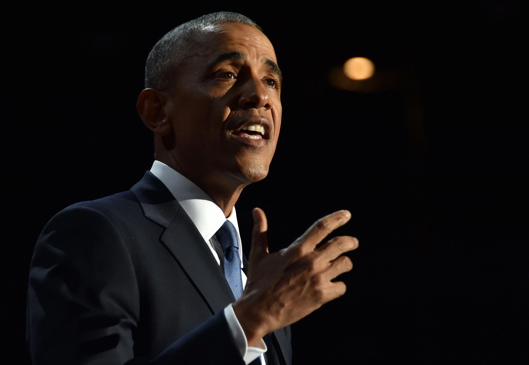 US President Barack Obama speaks during his farewell address in Chicago, Illinois on Jan. 10.
