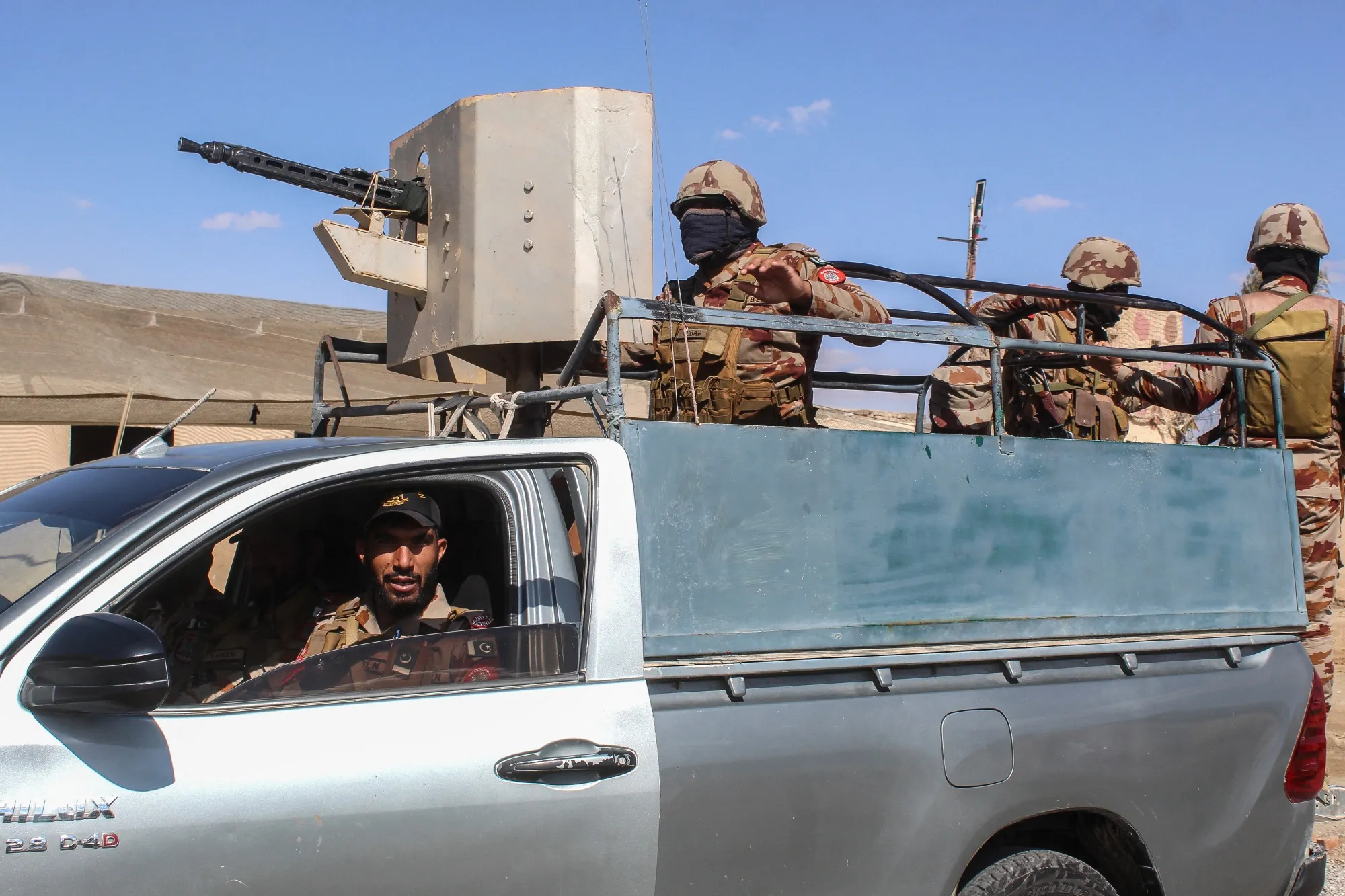 Pakistani soldiers patrol the Pakistan-Afghanistan border in Chaman, Balochistan province, on March 19.