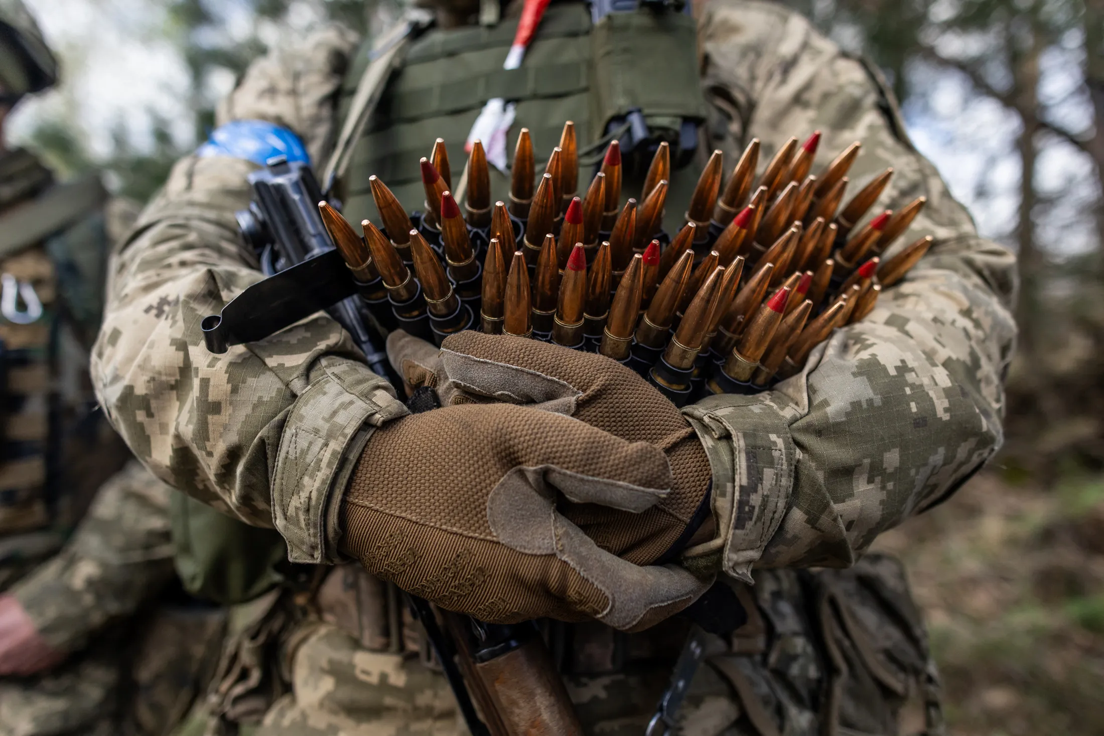Ukrainian soldiers during military training at an undisclosed location in Poland.