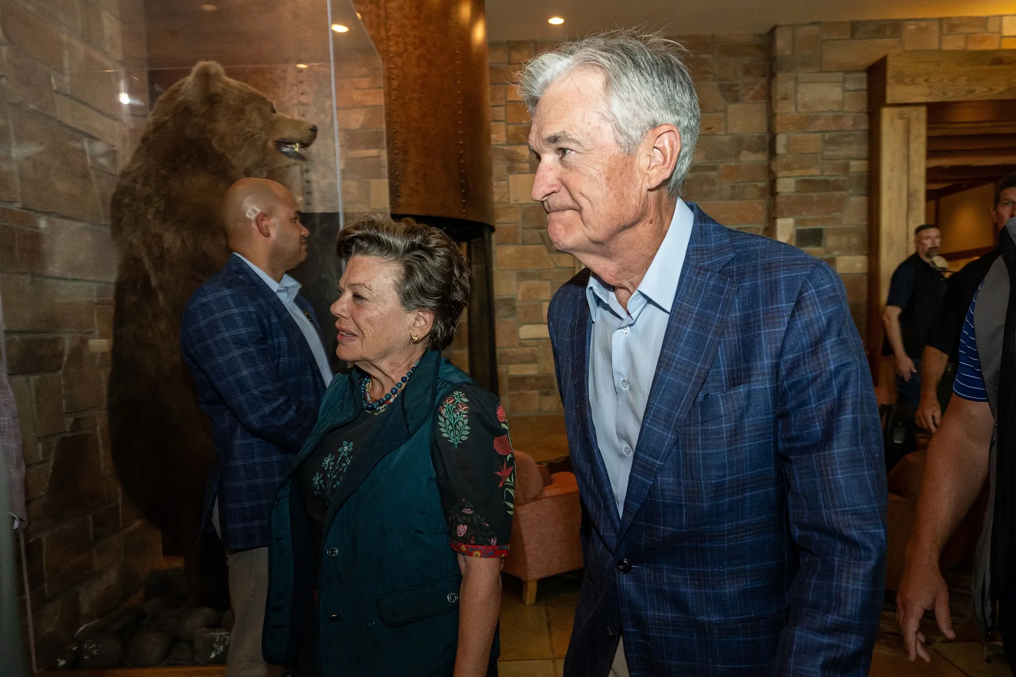 Jerome Powell&nbsp;arrives for a dinner during the Kansas City Federal Reserve's Jackson Hole Economic Policy Symposium in Moran, Wyoming,&nbsp;on&nbsp;Aug. 21.