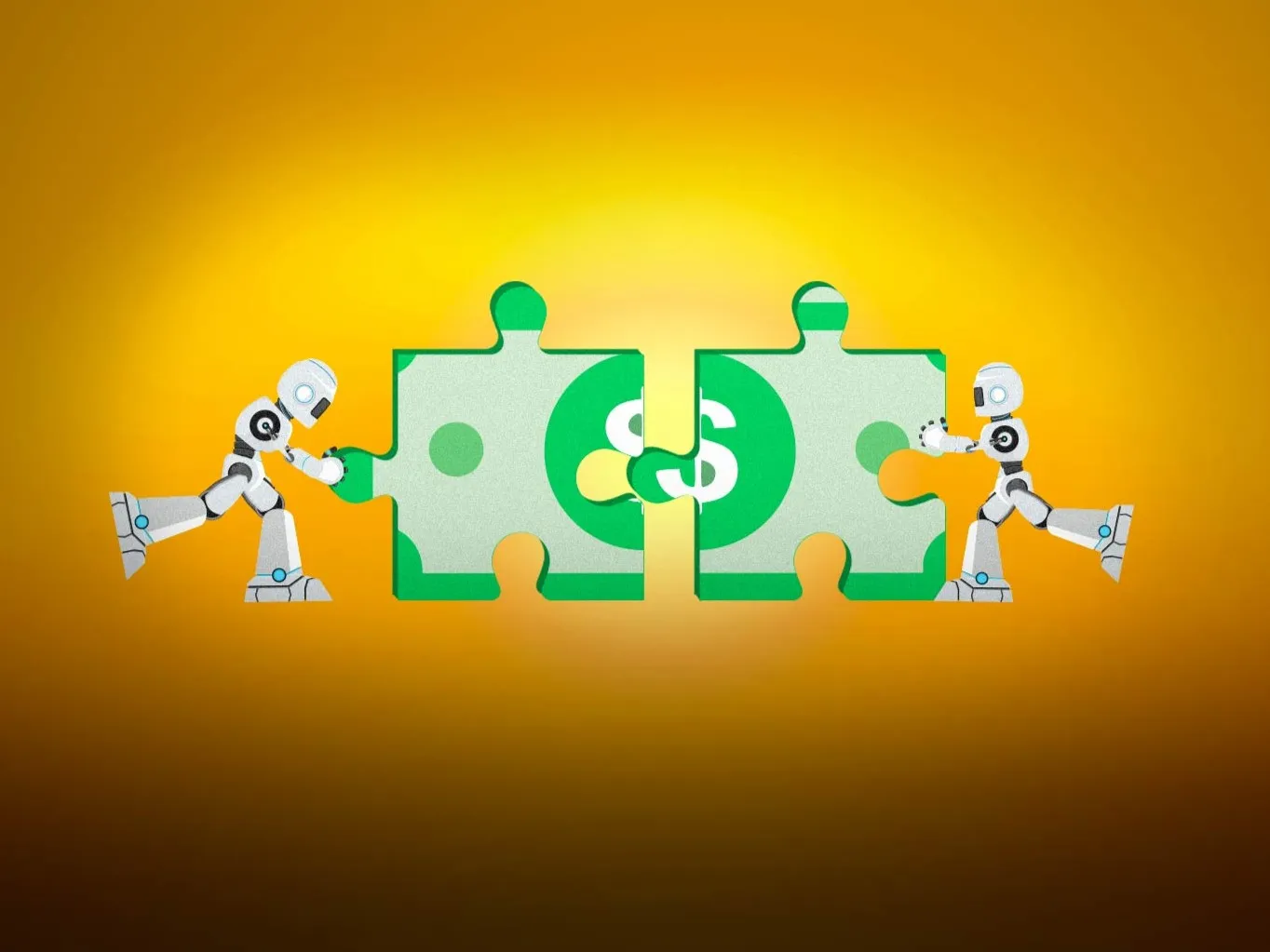 IMAGE_ROBOTS_PUSHING_CASH_PUZZLE_DEAL_TOGETHER