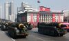 Hwasong-12 ballistic missiles during the military parade to mark the 70th anniversary of the Korean People's Army at Kim Il Sung Square in Pyongyang. North Korea