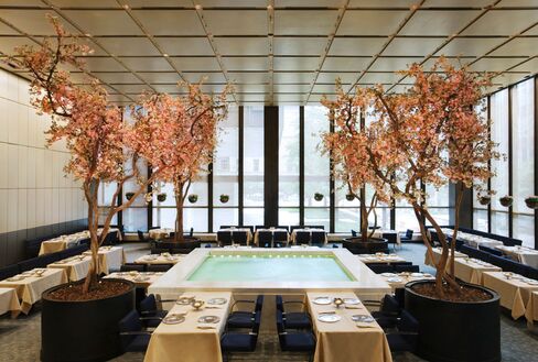 The Four Seasons' Pool Room, dressed for spring.