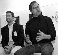 Jobs and Cook in May 2001 at the opening of Apple's first retail stores