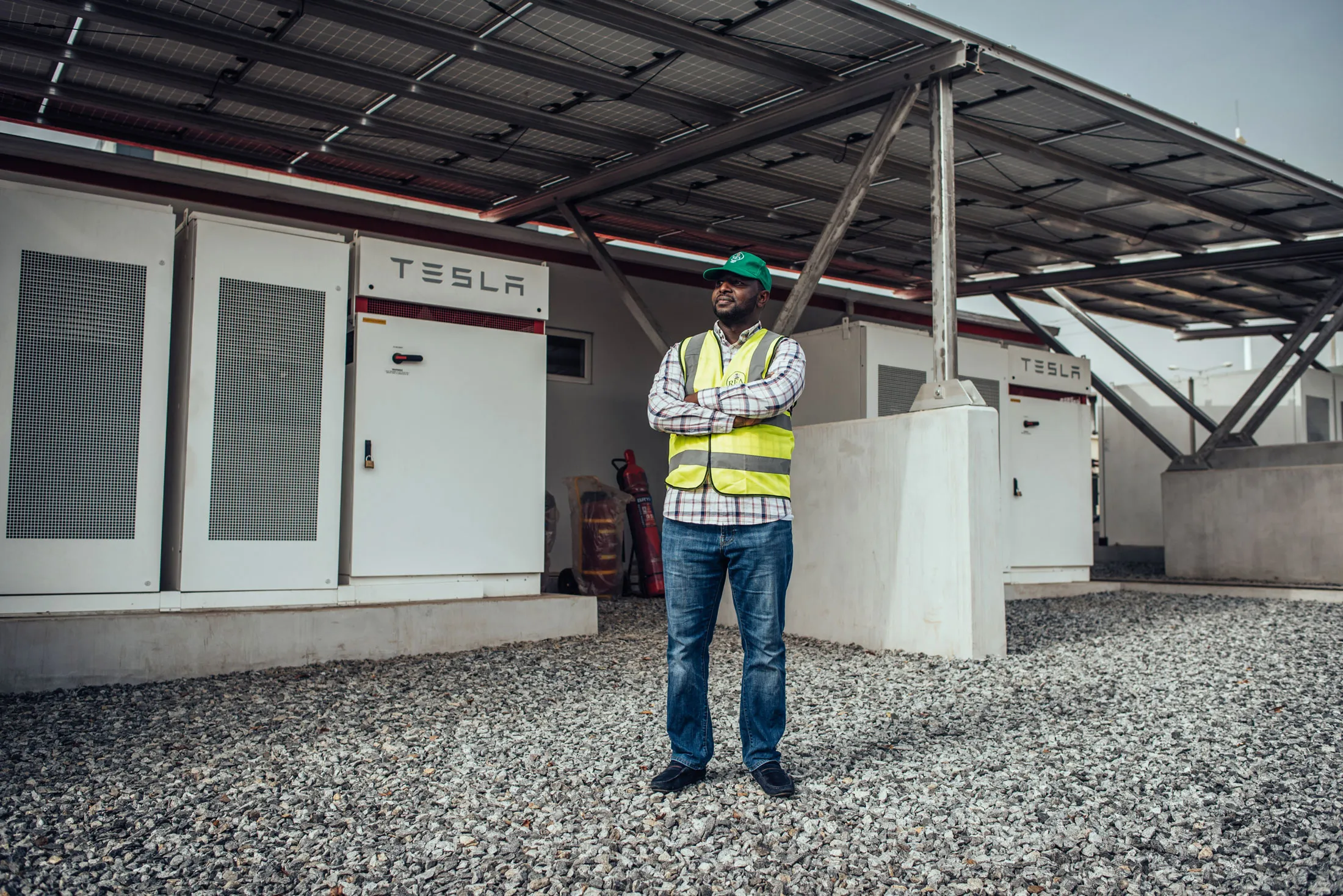 Suleiman Babamanu at a solar power installation site in&nbsp;Abuja, Nigeria.