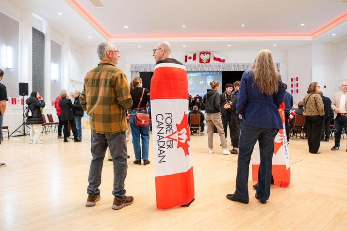 Attendees during a Forever Canadian referendum night event in Edmonton, Alberta, Canada, on Oct. 19. 