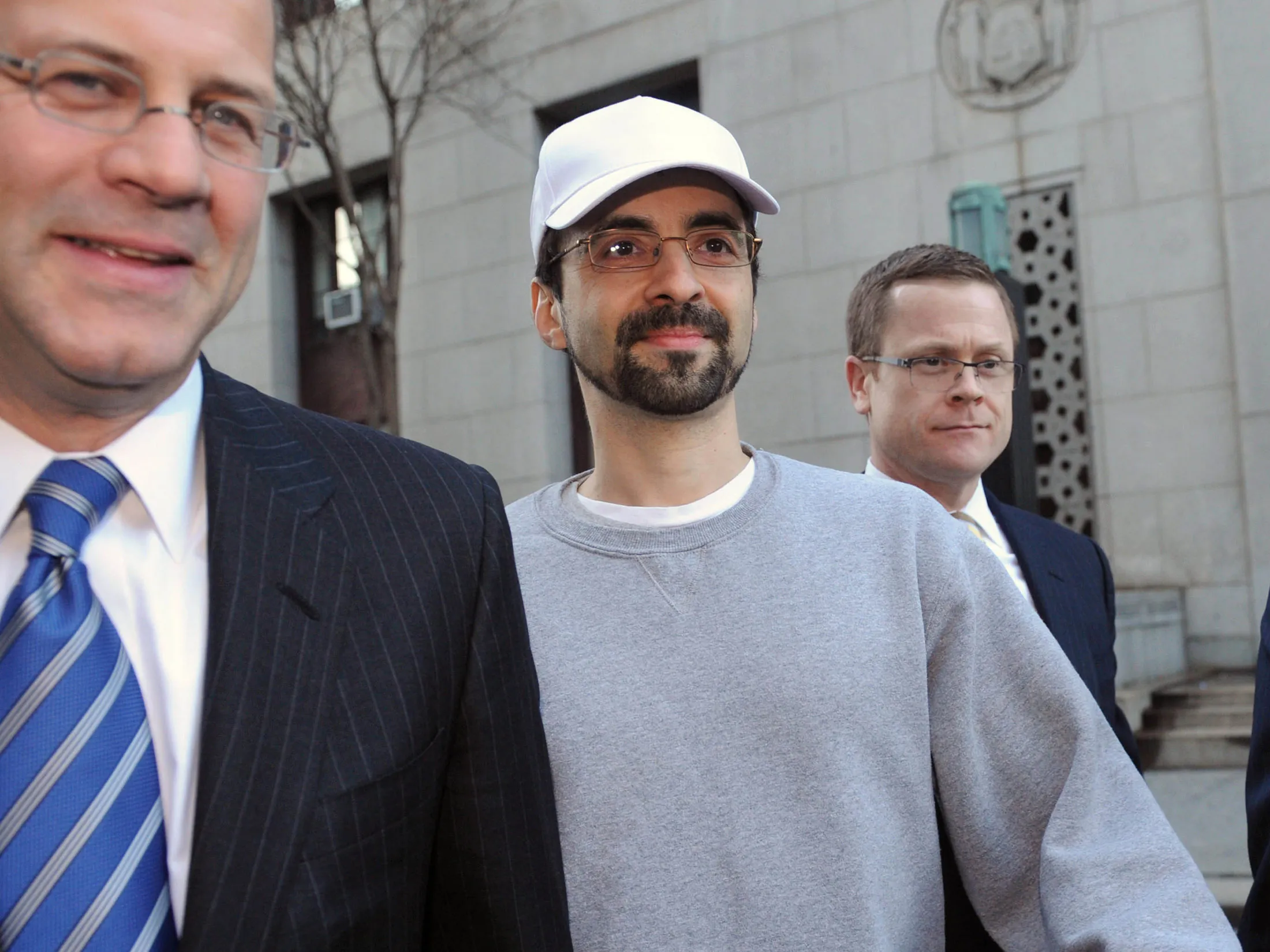 Sergey Aleynikov exits Manhattan federal court on Feb. 17, 2012.
