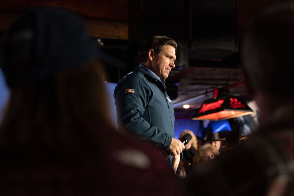 Ron DeSantis during a campaign event in Hampton, New Hampshire, on Jan. 17.Photographer: Mel Musto/Bloomberg