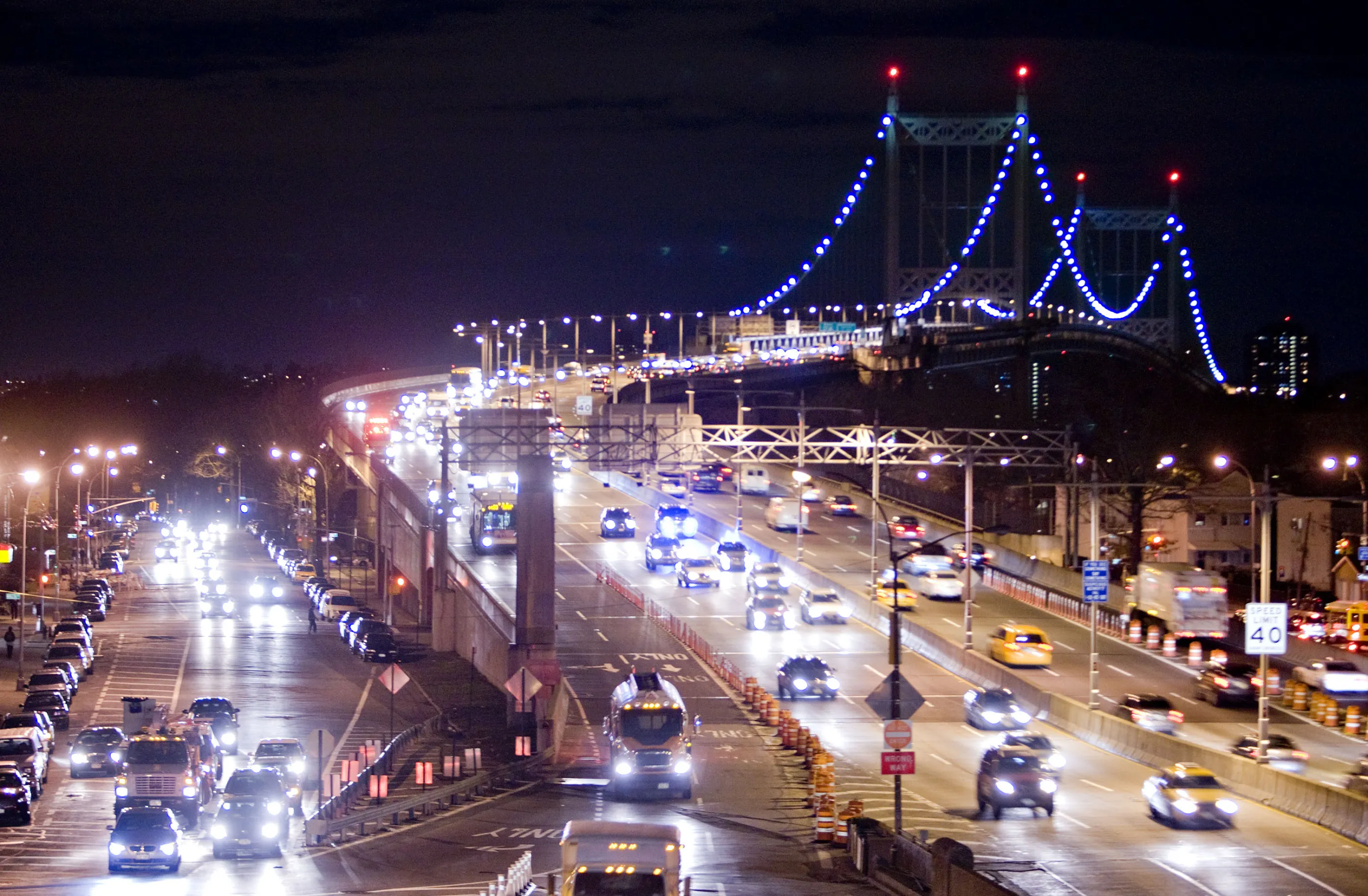 Traffic travels across the Robert F. Kennedy Bridge in Queens, New York.