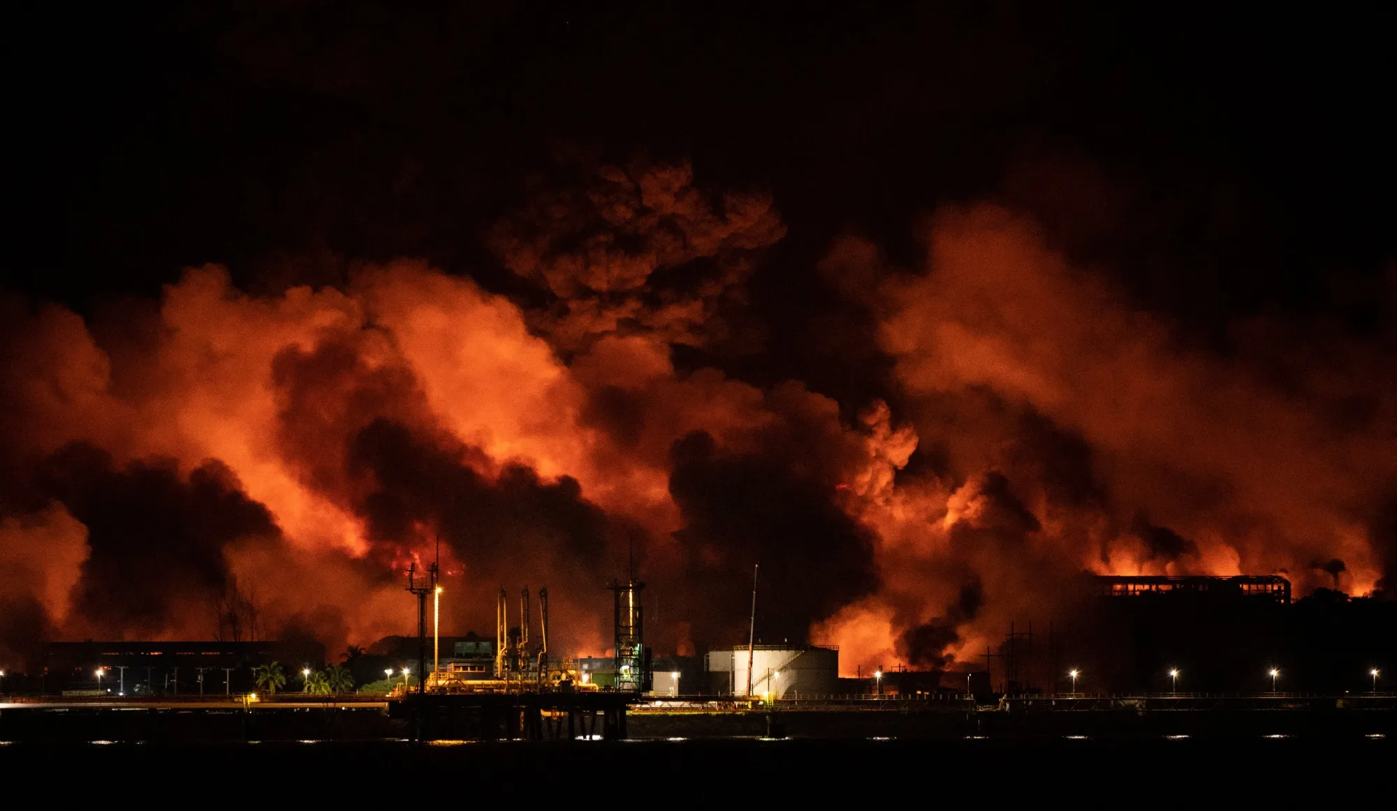 Flames and smoke rise from a&nbsp;fuel depot&nbsp;in Matanzas, Cuba&nbsp;on August 8.