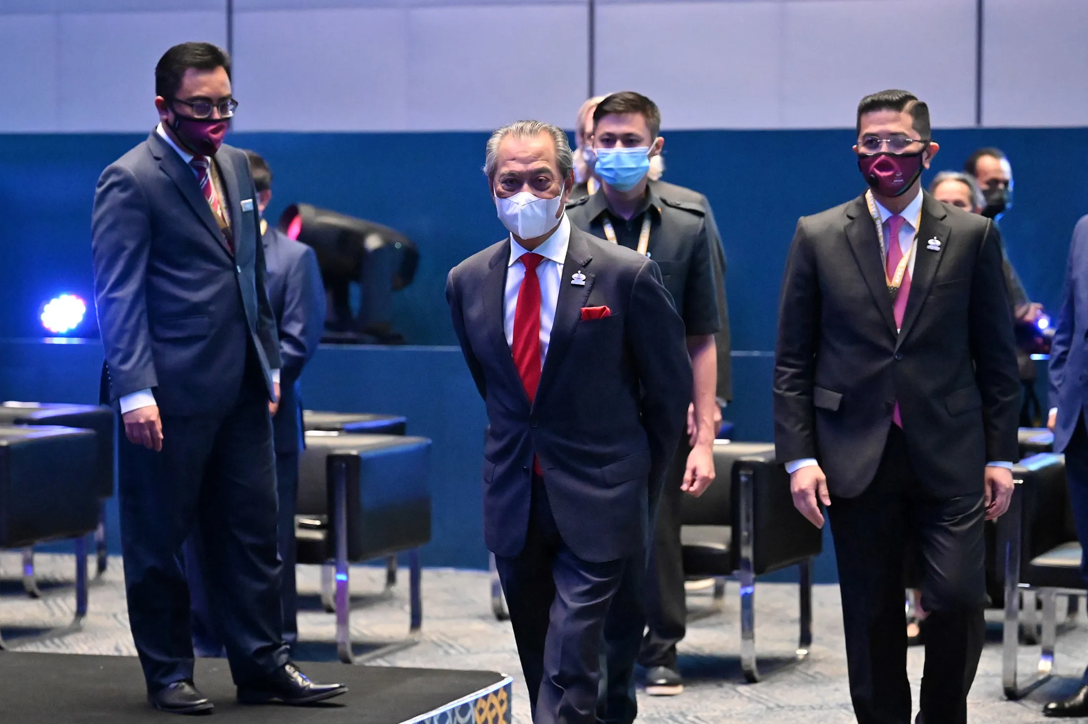 Muhyiddin Yassin, center, in Kuala Lumpur on Friday.&nbsp;